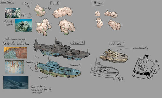 Submarine props Concept Art - Air Raid Defense, RIVAL ARTS STUDIO
